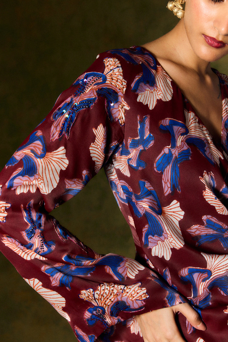 MEHER SILK WRAP DRESS satin by JodiLife for women in Singapore