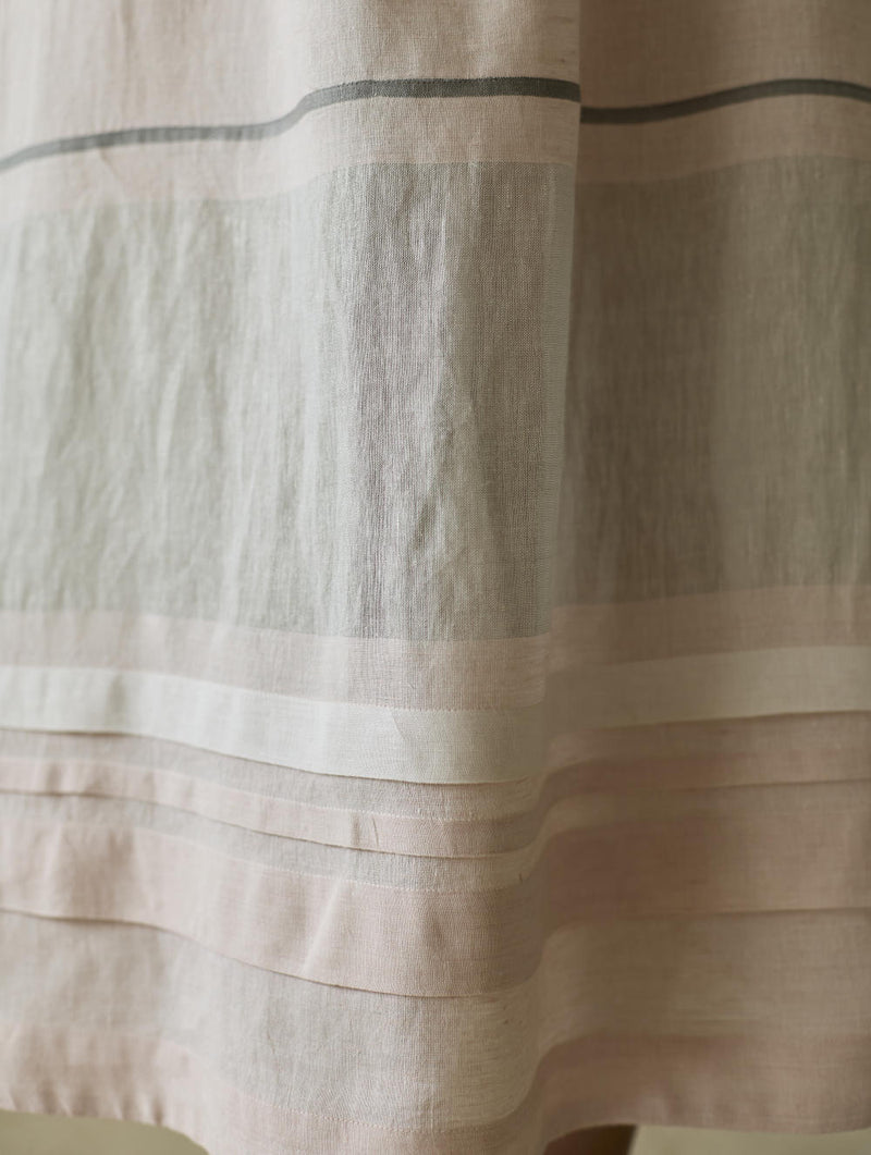 Ora Pleated Border Linen Skirt-Blush linen by Manan in blush color for women in Singapore