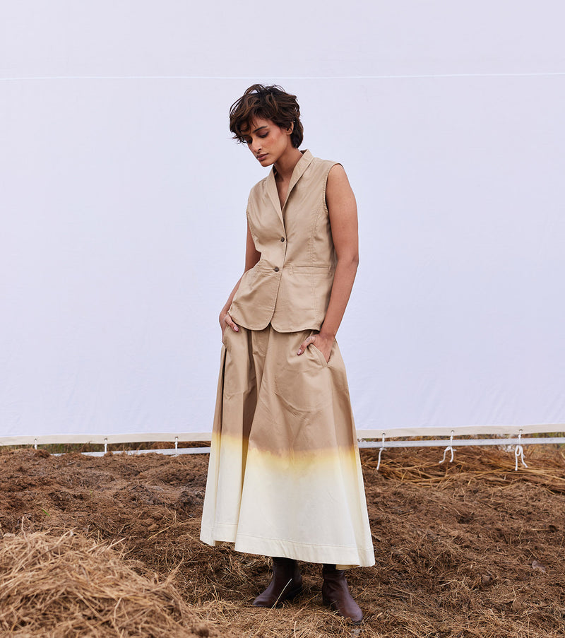 Smoke co-ord set cotton by Khara Kapas in beige for women in Singapore