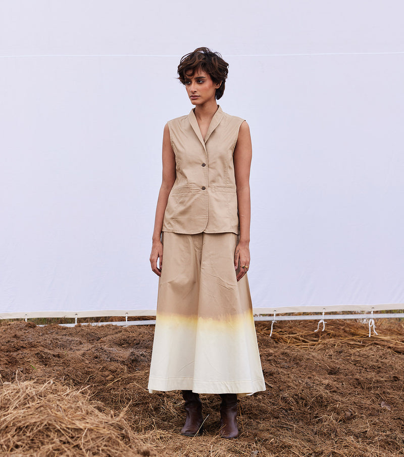 Smoke co-ord set cotton by Khara Kapas in beige for women in Singapore