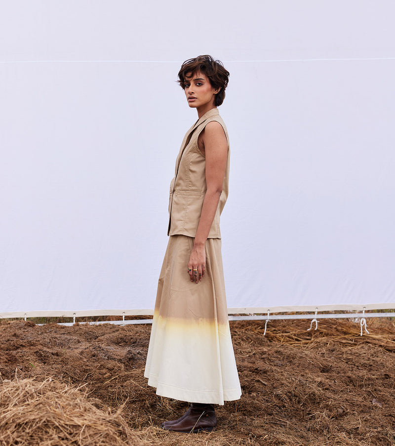 Smoke co-ord set cotton by Khara Kapas in beige for women in Singapore