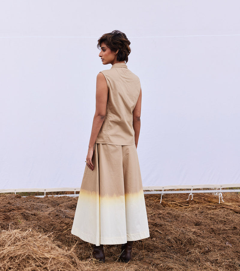 Smoke co-ord set cotton by Khara Kapas in beige for women in Singapore