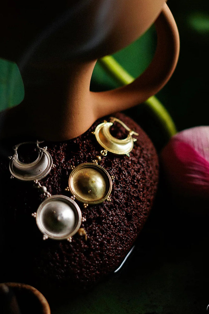 Dichotomy Sun and Moon Danglers brass earring by Surmeyi for women in Singapore