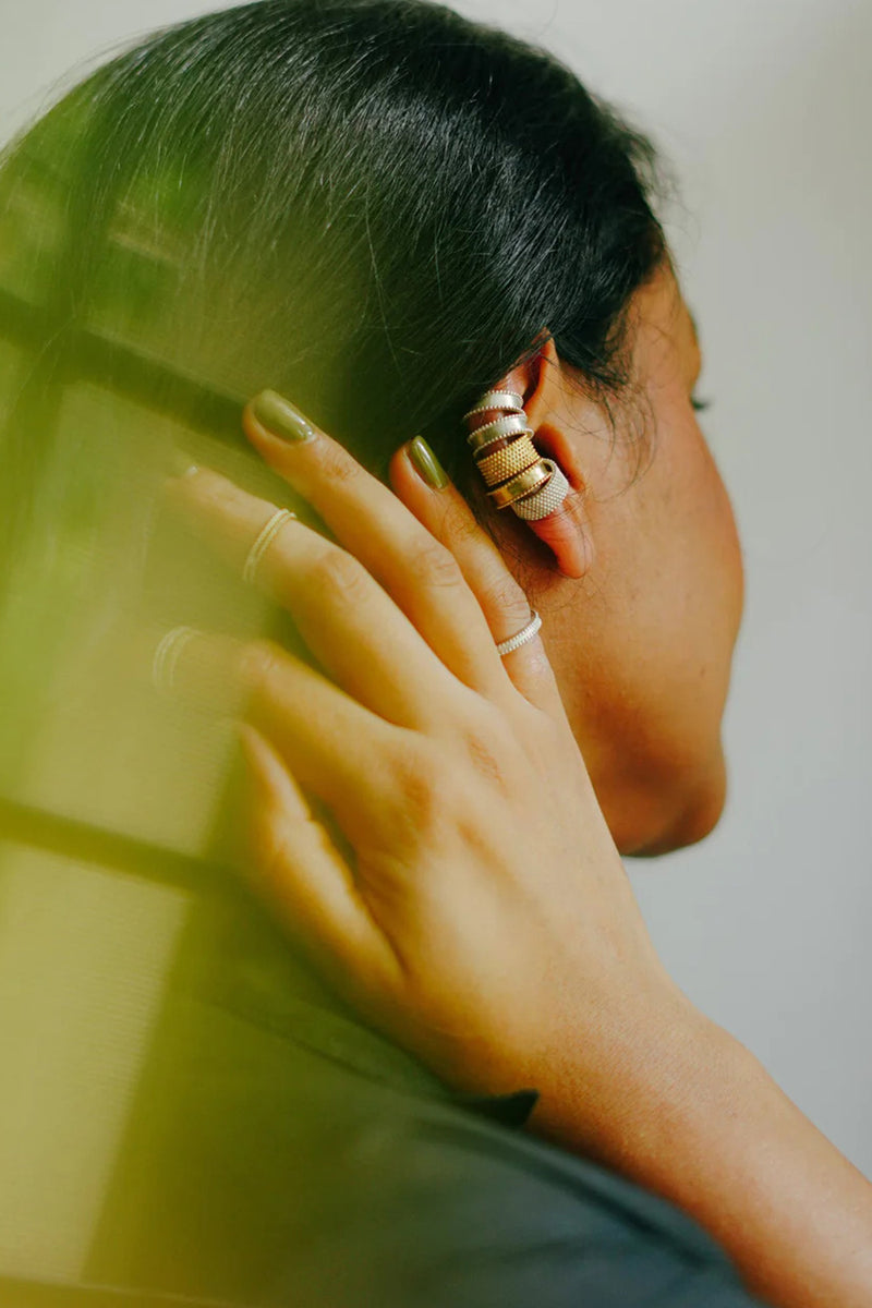 Granulated Ear Cuffs brass earring by Surmeyi for women in Singapore
