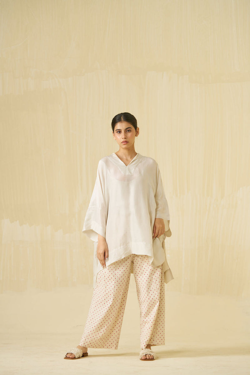 Swan Pants-Natural + Hibiscus red handwoven cotton pant/trouser by Stoique in natural, hibiscus red for women in Singapore