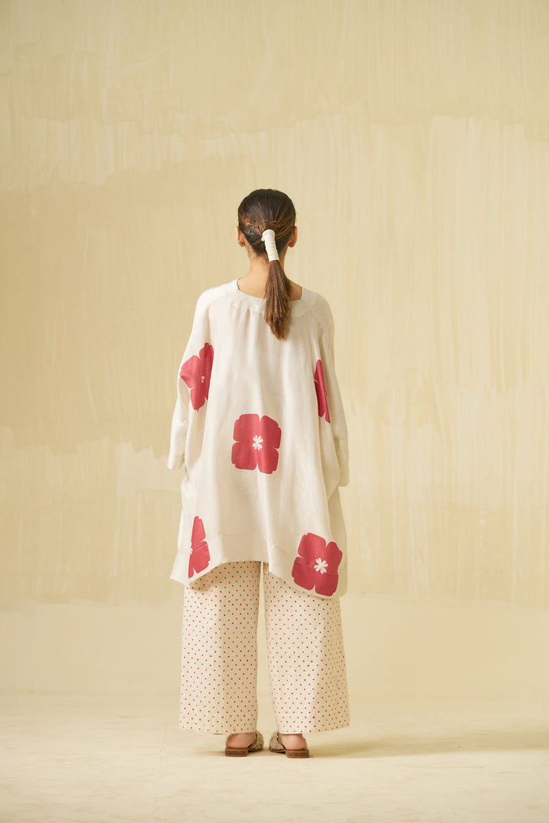Swan Pants-Natural + Hibiscus red handwoven cotton pant/trouser by Stoique in natural, hibiscus red for women in Singapore