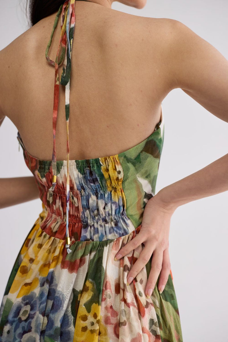 VERANDA HALTERNECK DRESS cotton cambric dress by YAM in multicolor for women in Singapore