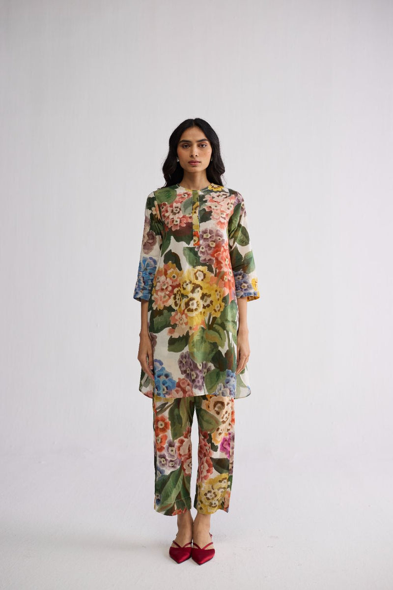 VERANDA SHORT KURTA SET cotton cambric kurta/kurta set by YAM in multicolor for women in Singapore