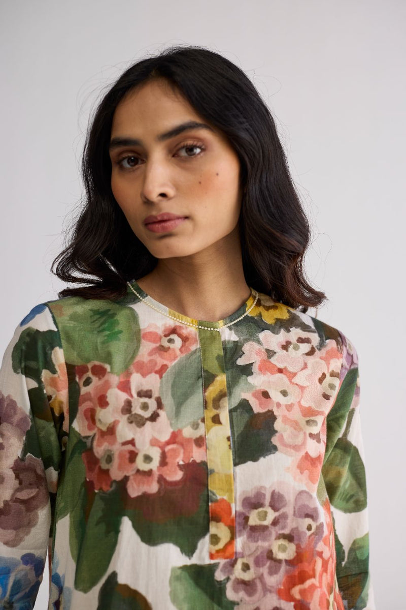 VERANDA SHORT KURTA SET cotton cambric kurta/kurta set by YAM in multicolor for women in Singapore