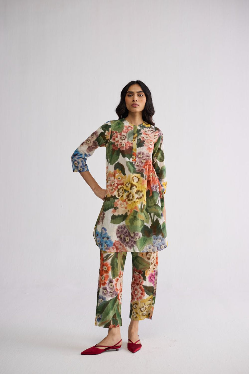 VERANDA SHORT KURTA SET cotton cambric kurta/kurta set by YAM in multicolor for women in Singapore