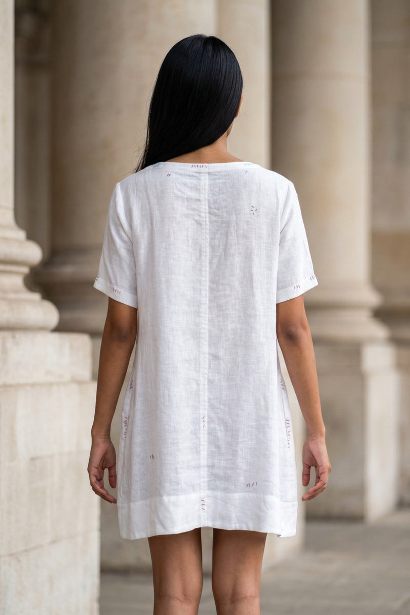 Sora White Dress hemploop, lyocell dress by Doodlage in white for women in Singapore