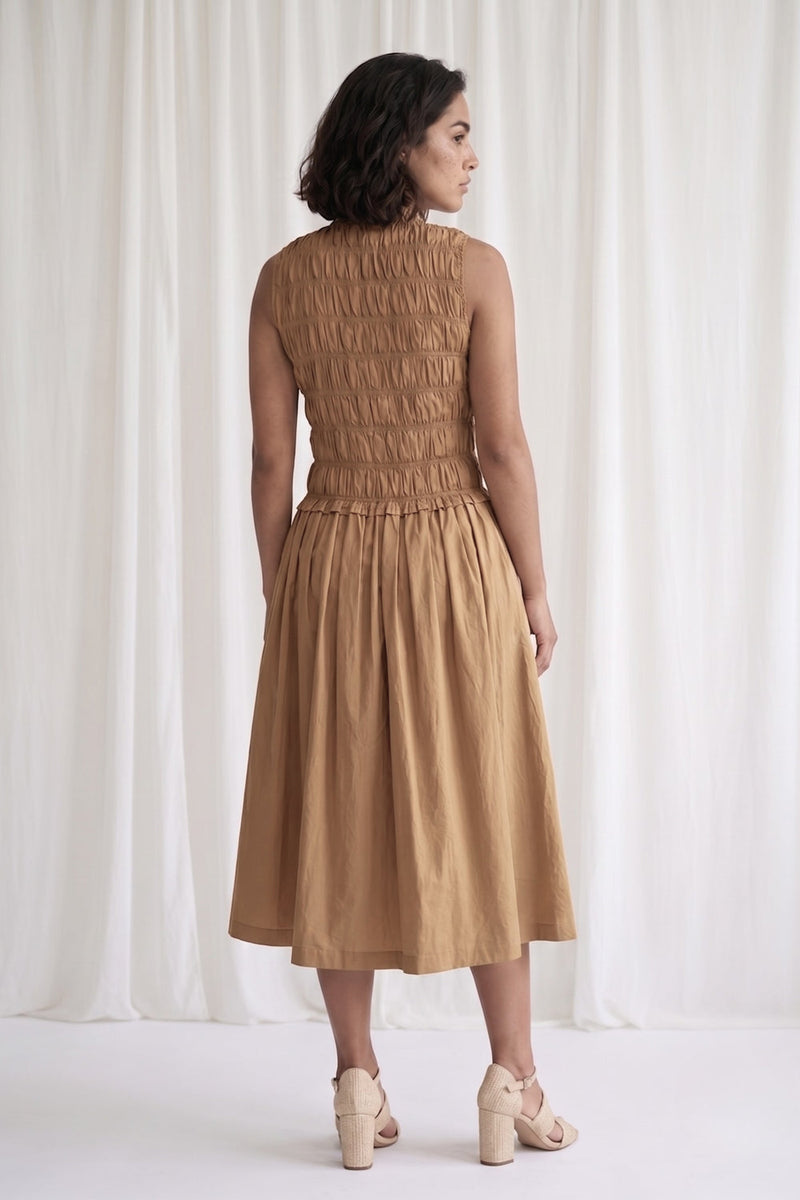 Midsummer Sand Beige Dress poplin dress by Doodlage in beige for women in Singapore