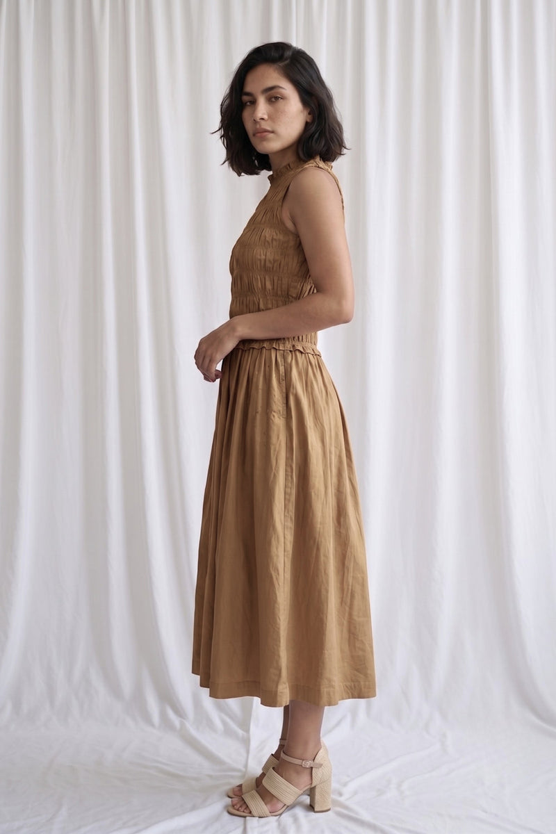 Midsummer Sand Beige Dress poplin dress by Doodlage in beige for women in Singapore