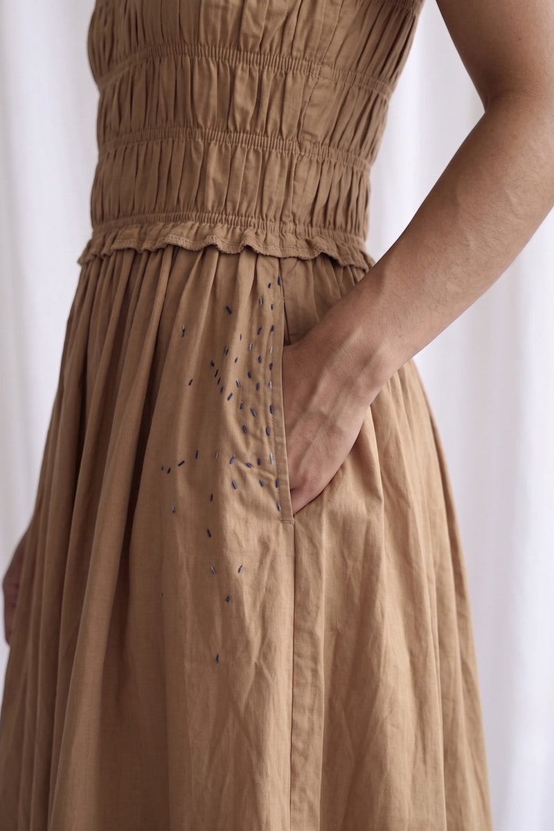 Midsummer Sand Beige Dress poplin dress by Doodlage in beige for women in Singapore