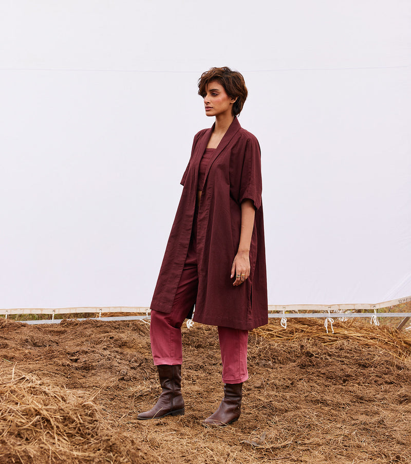 Wine co-ord set cotton by Khara Kapas for women in Singapore