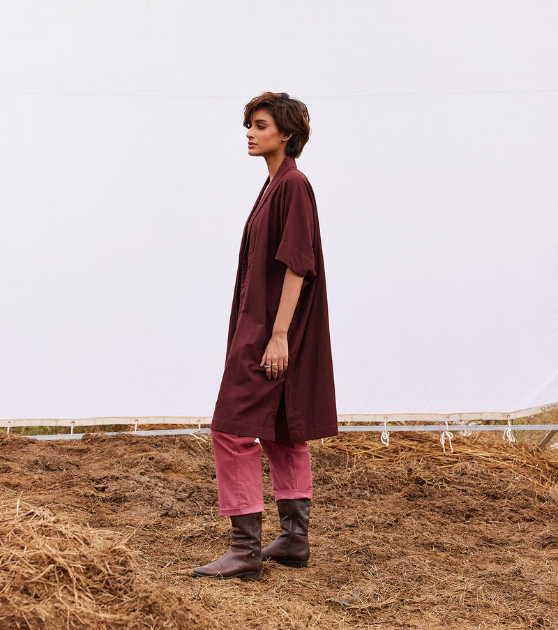 Wine co-ord set cotton by Khara Kapas for women in Singapore