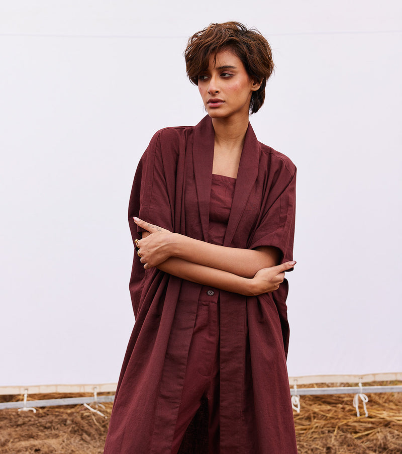 Wine co-ord set cotton by Khara Kapas for women in Singapore