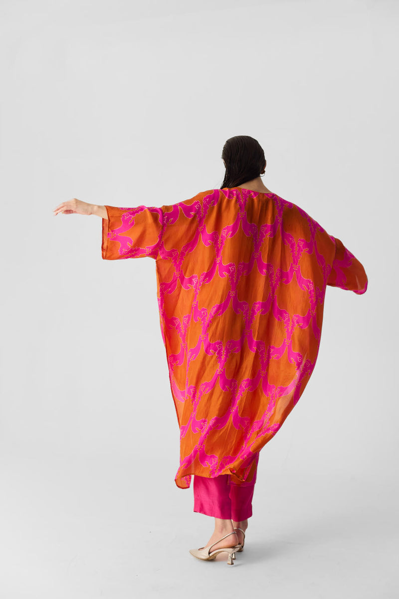 ZUZI ORANGE KAFTAN SET silk by Yam in multi color for women in Singapore