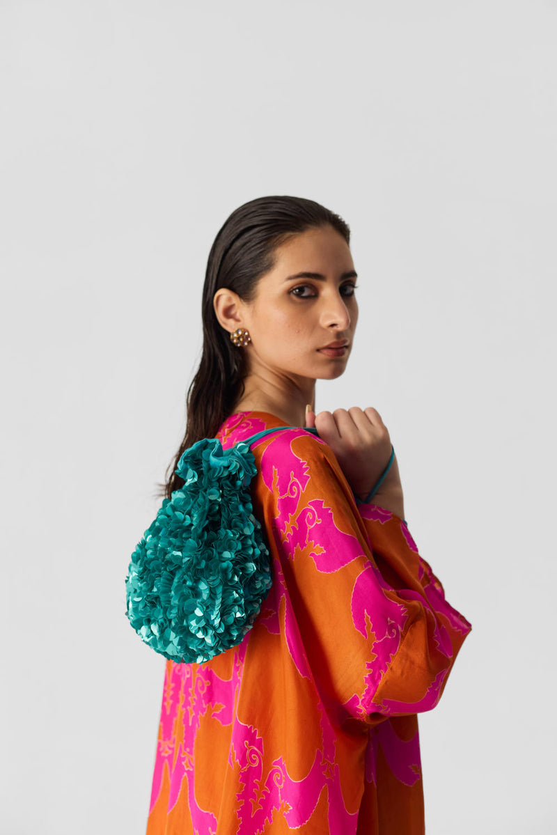 ZUZI ORANGE KAFTAN SET silk by Yam in multi color for women in Singapore