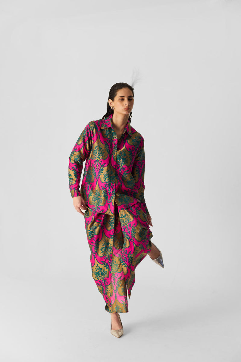 ZUZI SHIRT & SKIRT SET silk by Yam in multi color for women in Singapore