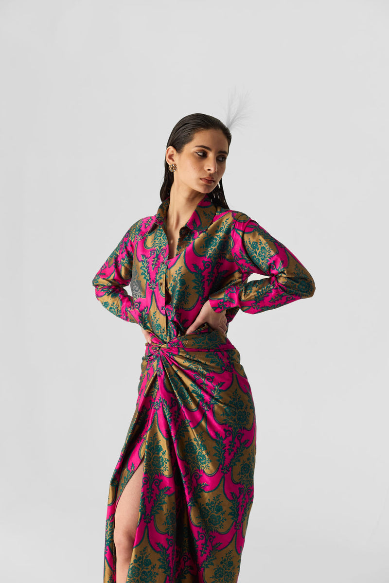 ZUZI SHIRT & SKIRT SET silk by Yam in multi color for women in Singapore