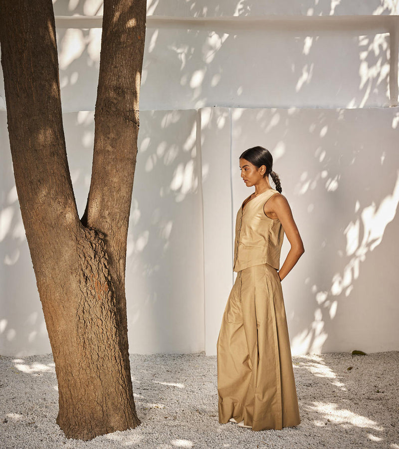 Nocturnal days co-ord set Co-ord Set by Khara Kapas in beige for women in Singapore