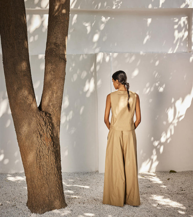 Nocturnal days co-ord set Co-ord Set by Khara Kapas in beige for women in Singapore