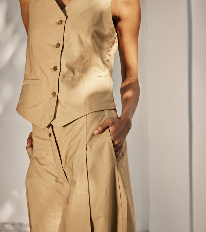 Nocturnal days co-ord set Co-ord Set by Khara Kapas in beige for women in Singapore
