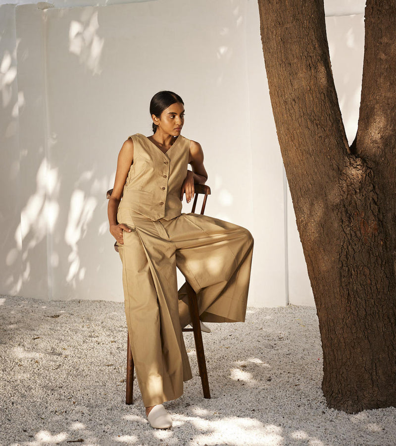 Nocturnal days co-ord set Co-ord Set by Khara Kapas in beige for women in Singapore