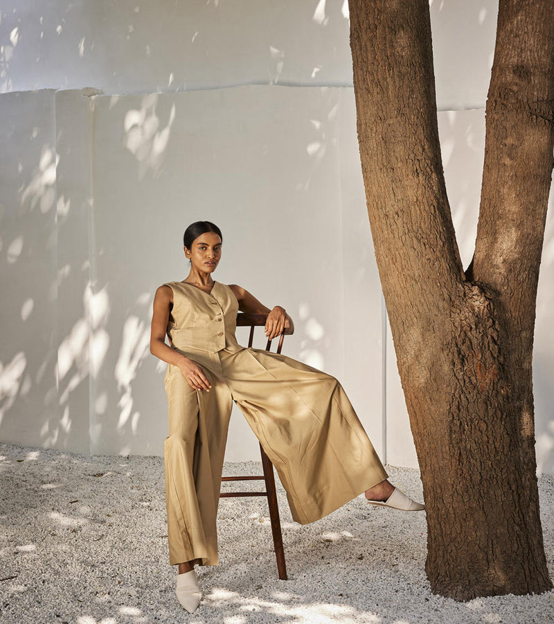 Nocturnal days co-ord set Co-ord Set by Khara Kapas in beige for women in Singapore