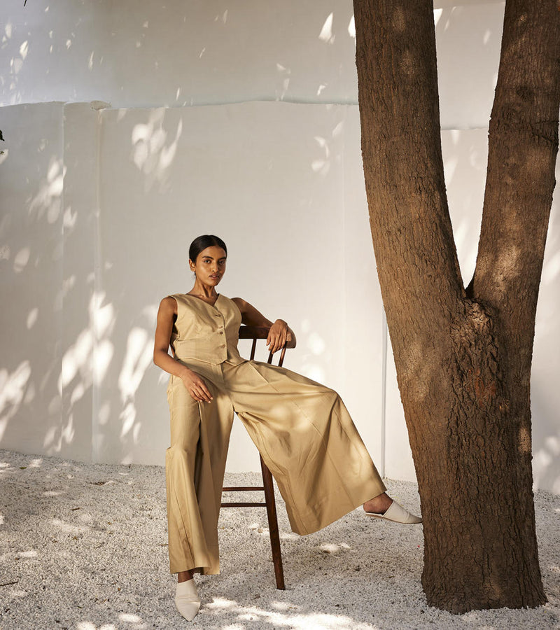 Nocturnal days co-ord set Co-ord Set by Khara Kapas in beige for women in Singapore