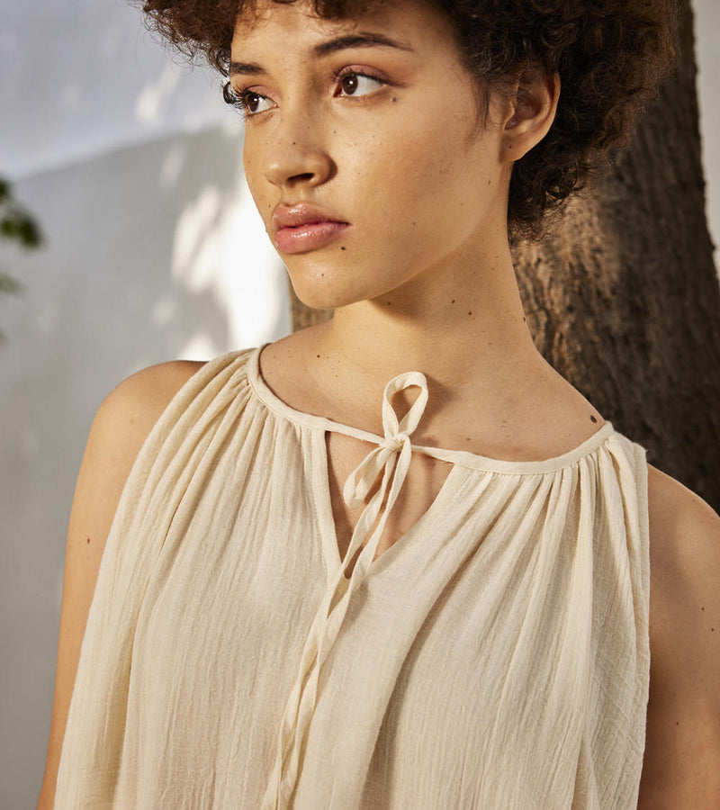 Cloudy dreams midi dress Dress by Khara Kapas in ecru for women in Singapore