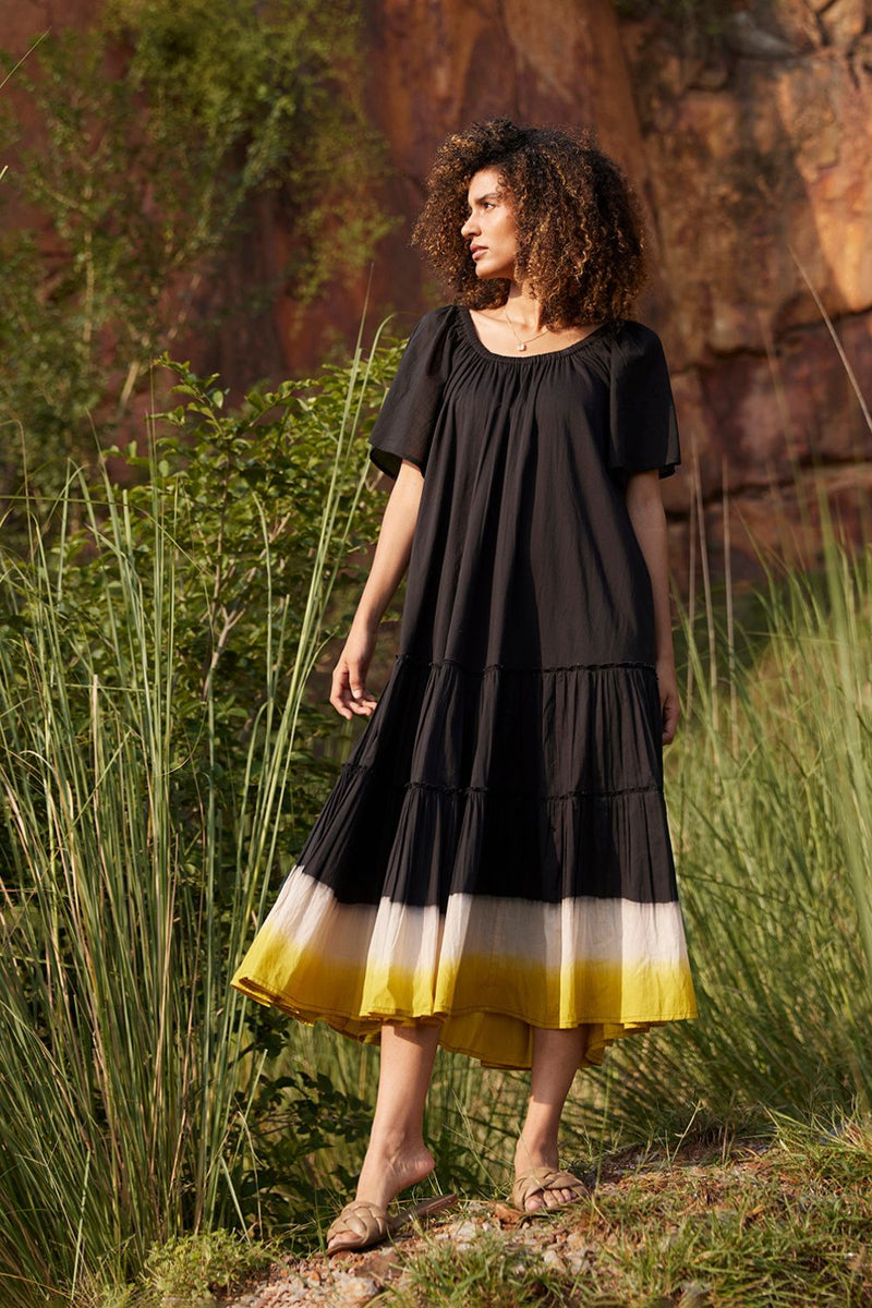 Dusty Ink Midi Dress Dress by Khara Kapas in black for women in Singapore