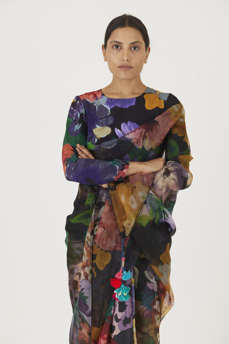 FARAH BLACK BLOUSE Blouses by Yam in black color for women in Singapore