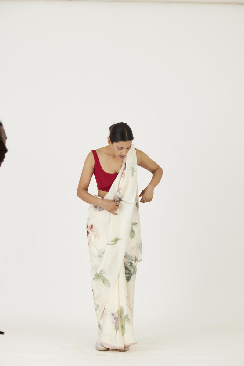 JULIET WHITE SAREE Sarees by Yam in white color for women in Singapore