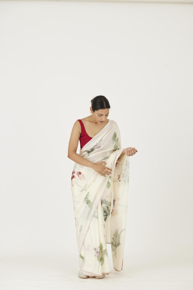 JULIET WHITE SAREE Sarees by Yam in white color for women in Singapore