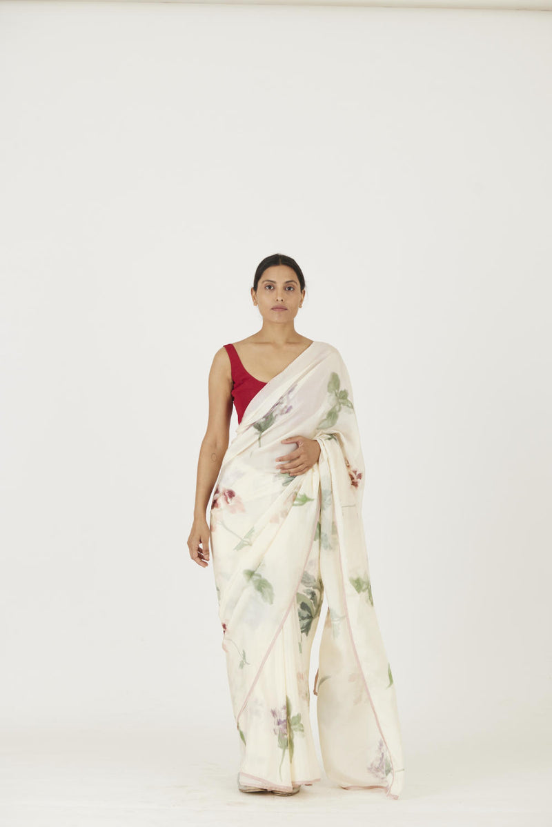 JULIET WHITE SAREE Sarees by Yam in white color for women in Singapore