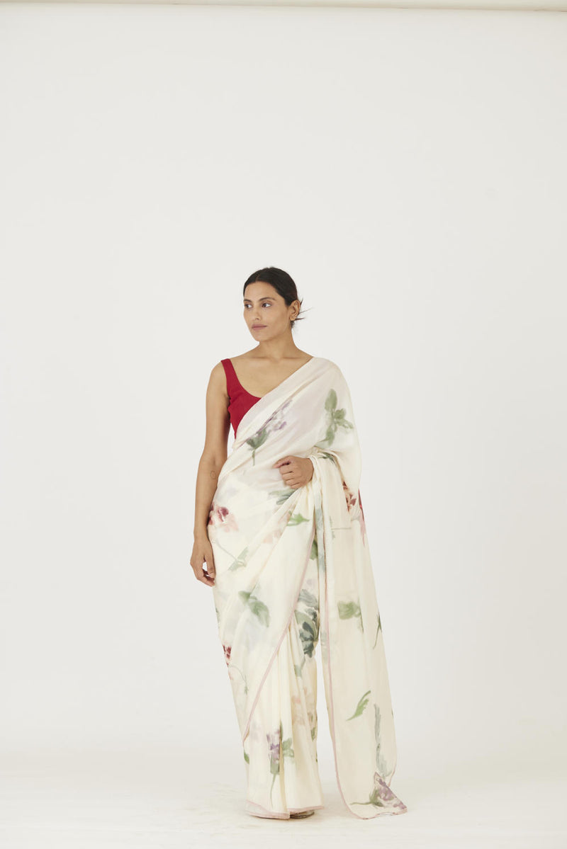 JULIET WHITE SAREE Sarees by Yam in white color for women in Singapore