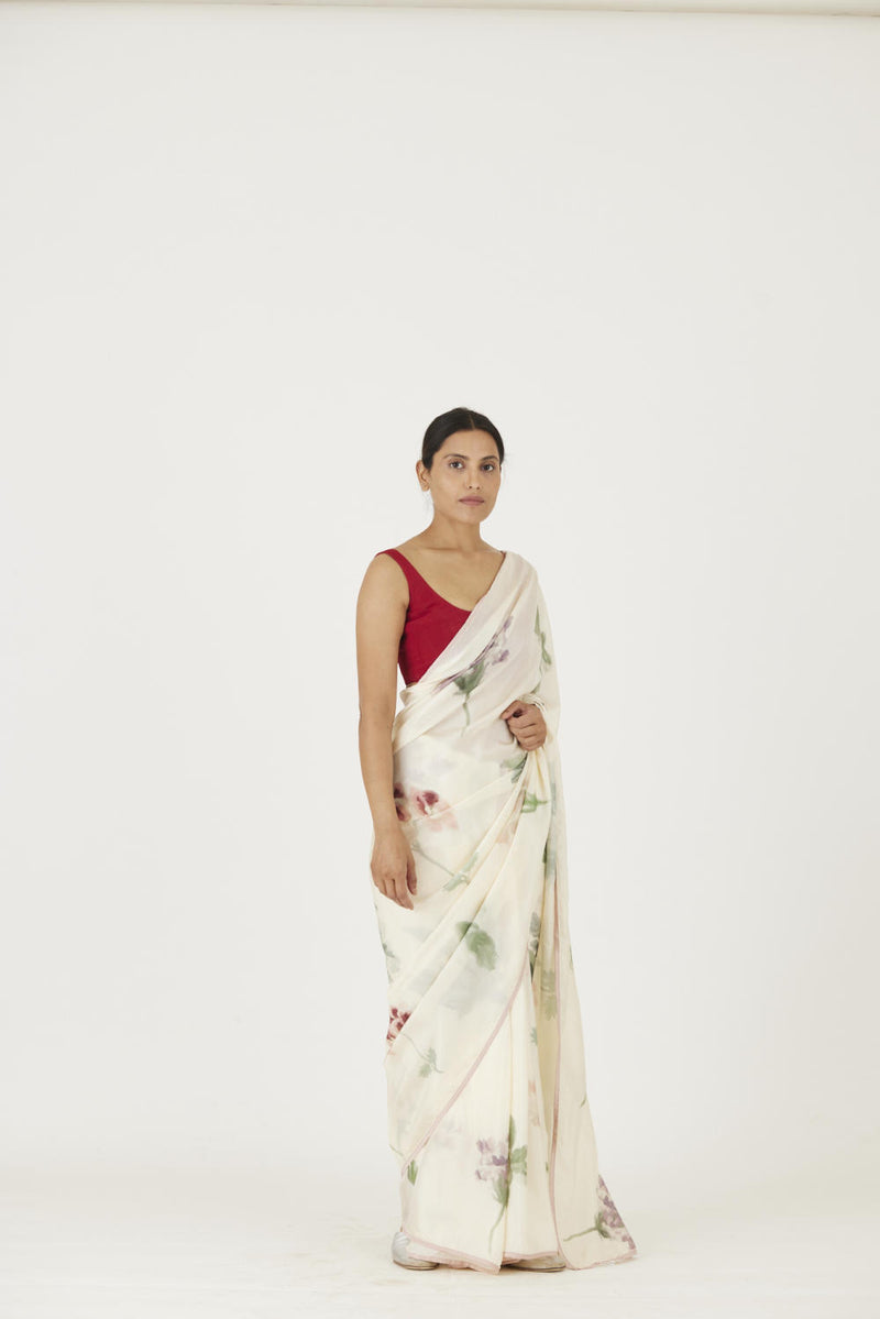 JULIET WHITE SAREE Sarees by Yam in white color for women in Singapore