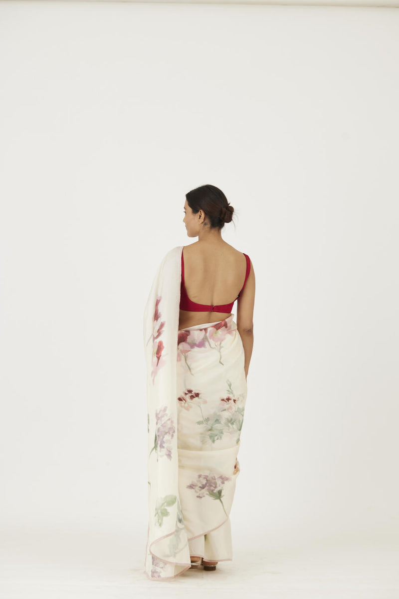 JULIET WHITE SAREE Sarees by Yam in white color for women in Singapore