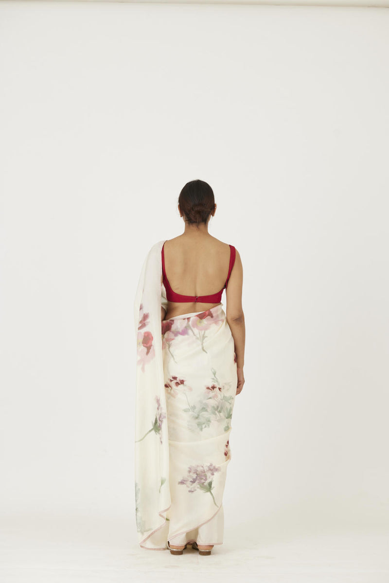 JULIET WHITE SAREE Sarees by Yam in white color for women in Singapore