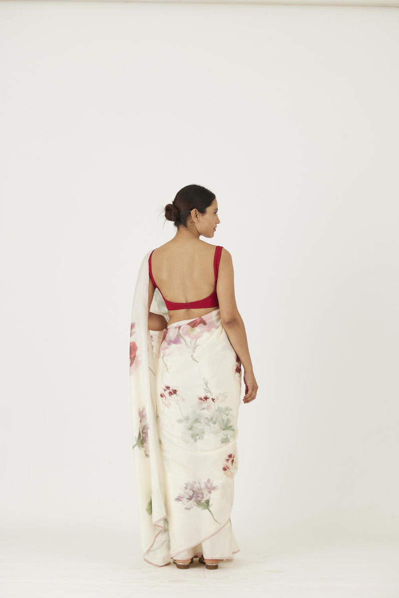 JULIET WHITE SAREE Sarees by Yam in white color for women in Singapore