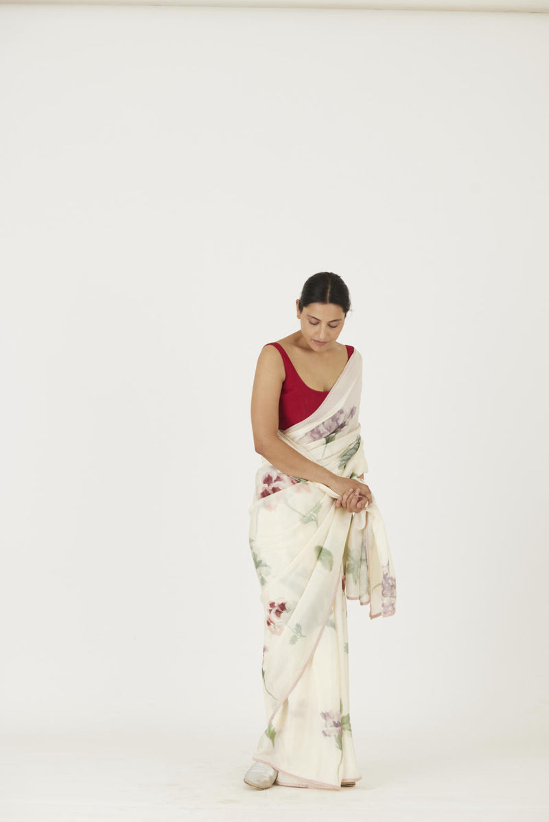JULIET WHITE RED SOLID BLOUSE Blouses by Yam for women in Singapore