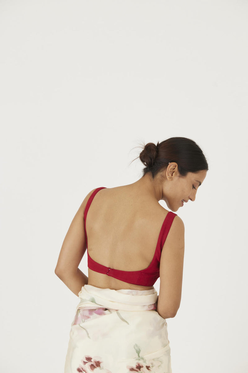 JULIET WHITE RED SOLID BLOUSE Blouses by Yam for women in Singapore