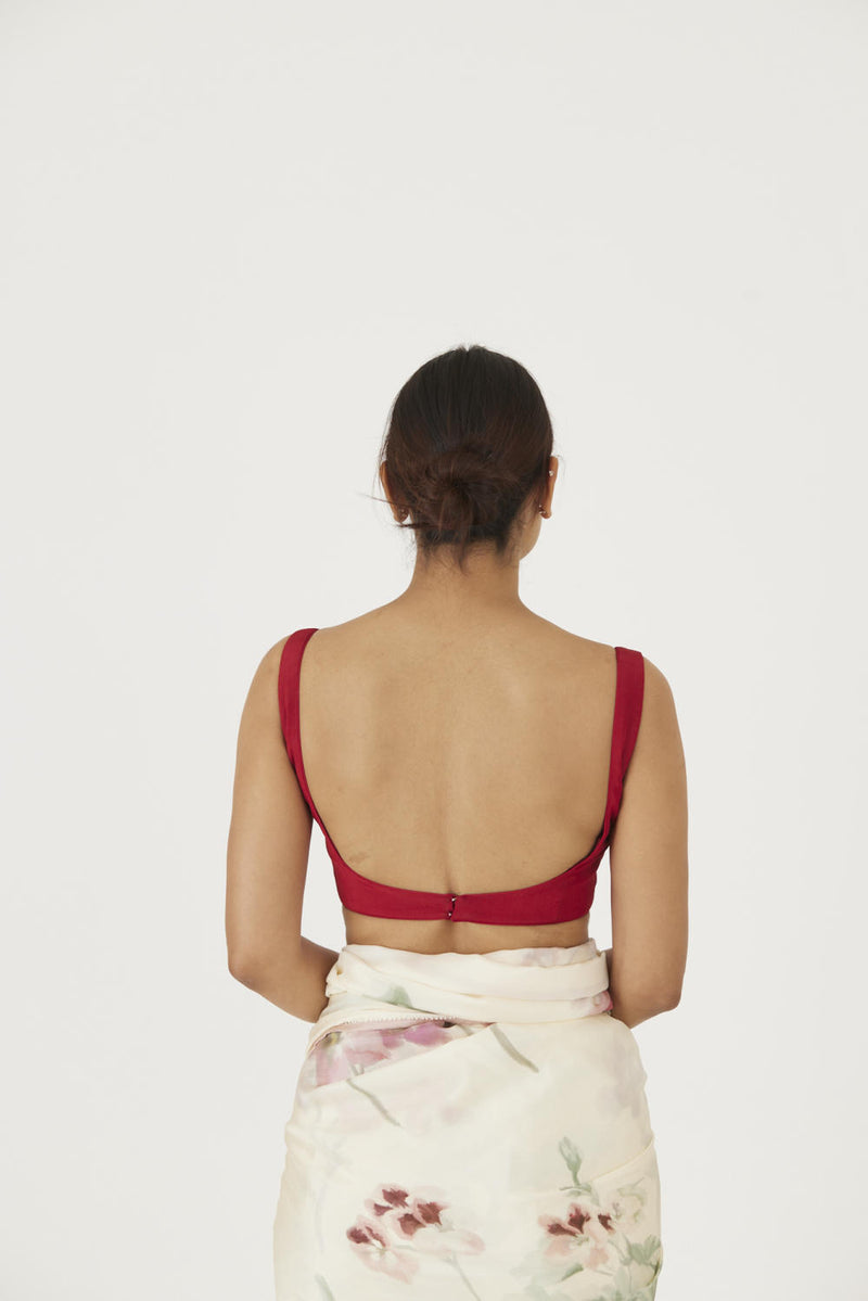 JULIET WHITE RED SOLID BLOUSE Blouses by Yam for women in Singapore