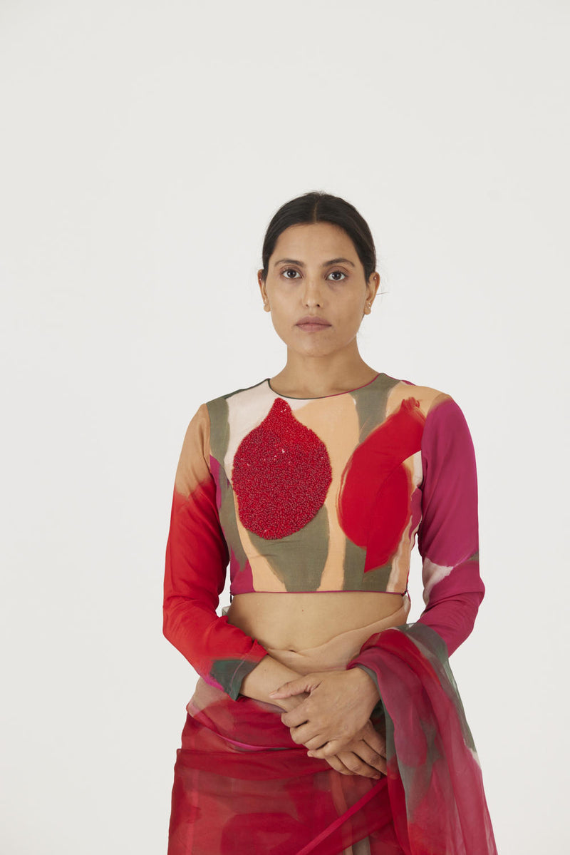 LEI LANI RED EMBROIDERED BLOUSE Blouses by Yam for women in Singapore