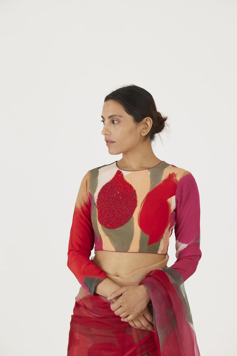 LEI LANI RED EMBROIDERED BLOUSE Blouses by Yam for women in Singapore
