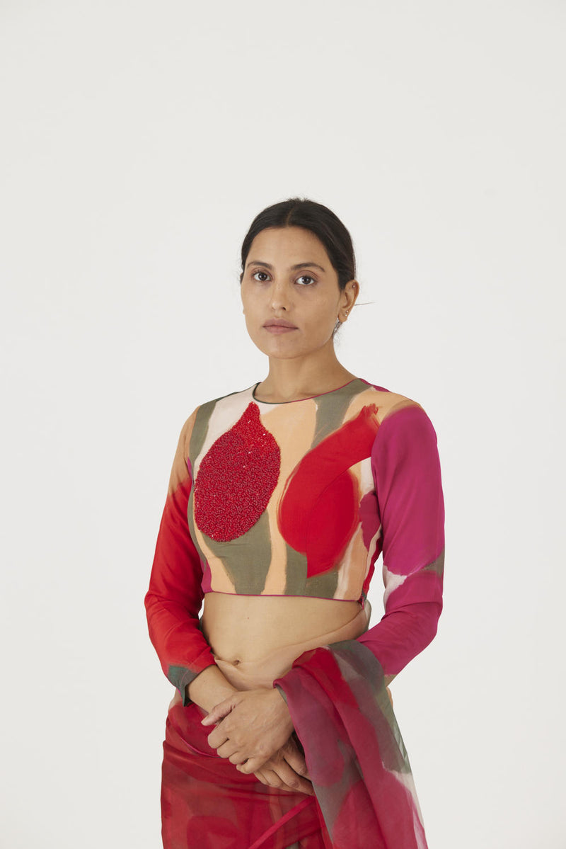 LEI LANI RED EMBROIDERED BLOUSE Blouses by Yam for women in Singapore