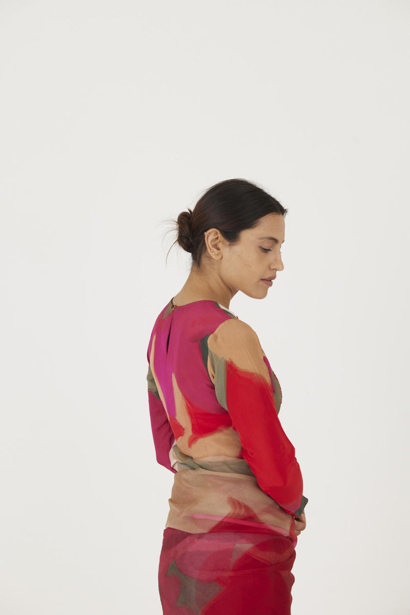 LEI LANI RED EMBROIDERED BLOUSE Blouses by Yam for women in Singapore