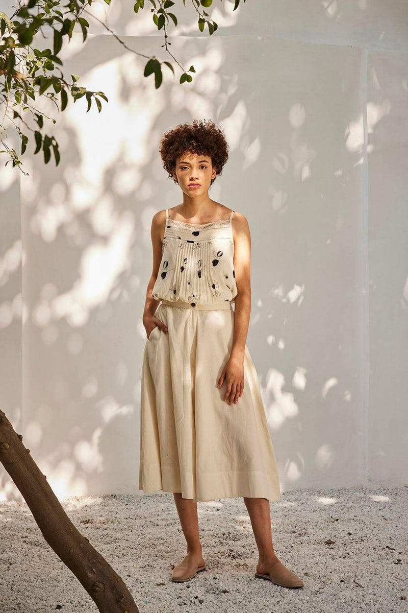 Sweet mist culottes Bottoms by Khara Kapas in white for women in Singapore